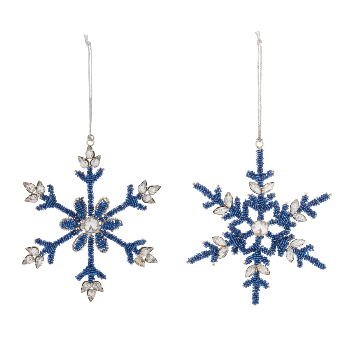 Beaded metal snowflake ornament (set of 12)