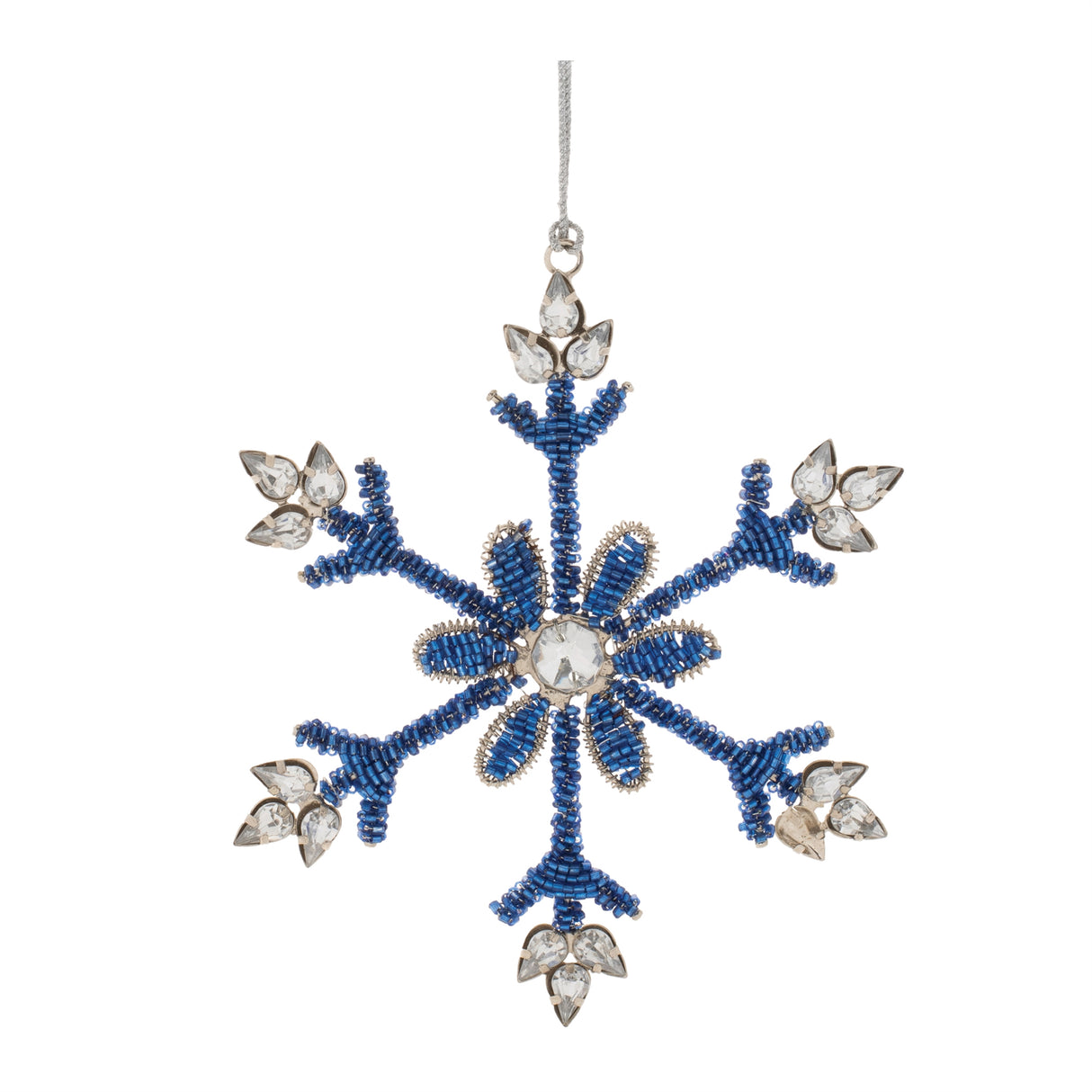 Beaded metal snowflake ornament (set of 12)