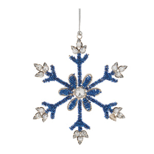 Beaded Metal Snowflake Ornament (Set of 12)