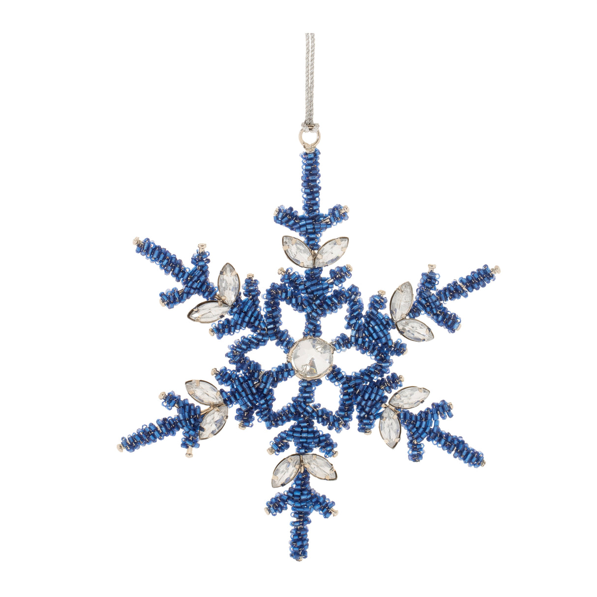 Beaded metal snowflake ornament (set of 12)