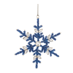 Beaded Metal Snowflake Ornament (Set of 12)