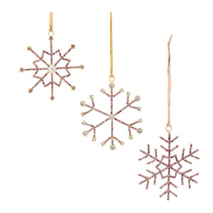 Jeweled Metal Snowflake Ornament (Set of 12)