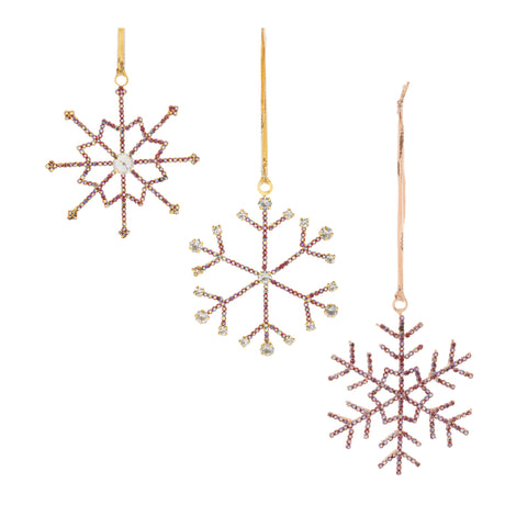 Jeweled Metal Snowflake Ornament (Set of 12)