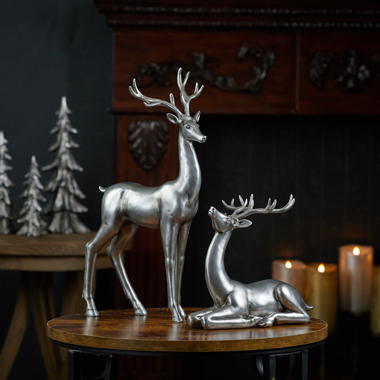Metallic deer figurine (set of 2)