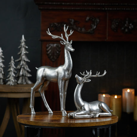 Metallic deer figurine (set of 2)