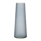Etched ribbed glass vase 11.75"h