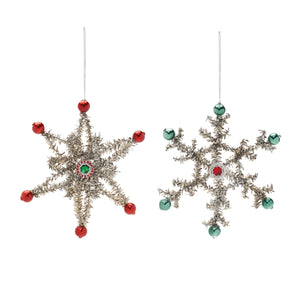 Jeweled Tinsel Snowflake Ornament (Set of 12)