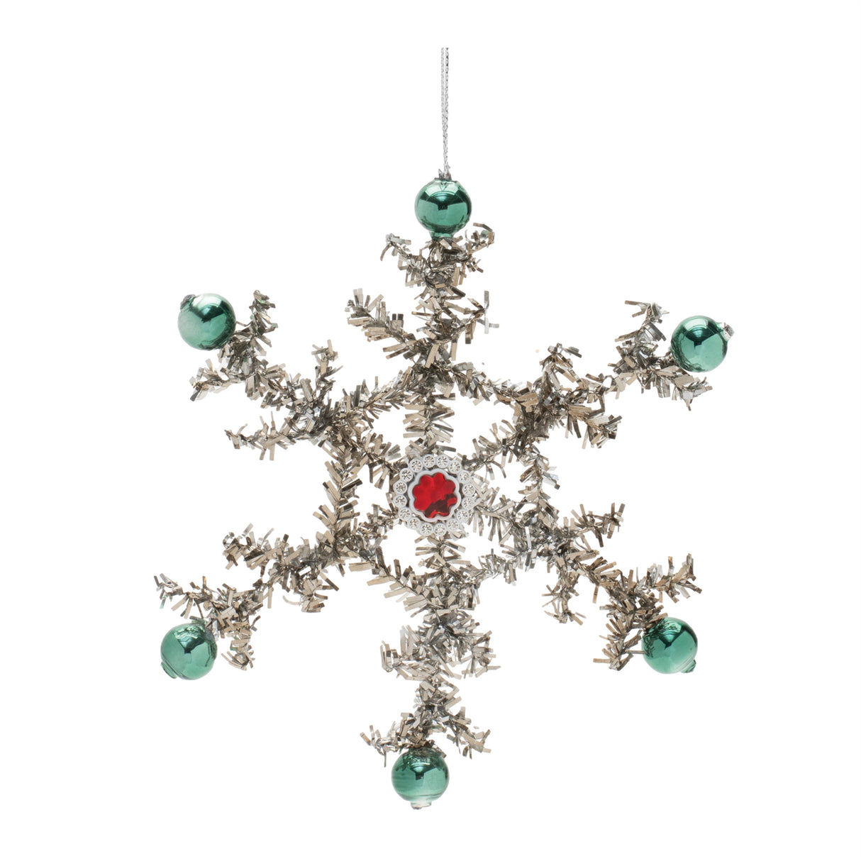 Jeweled tinsel snowflake ornament (set of 12)