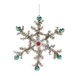 Jeweled Tinsel Snowflake Ornament (Set of 12)