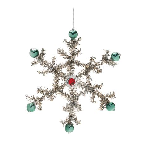Jeweled tinsel snowflake ornament (set of 12)