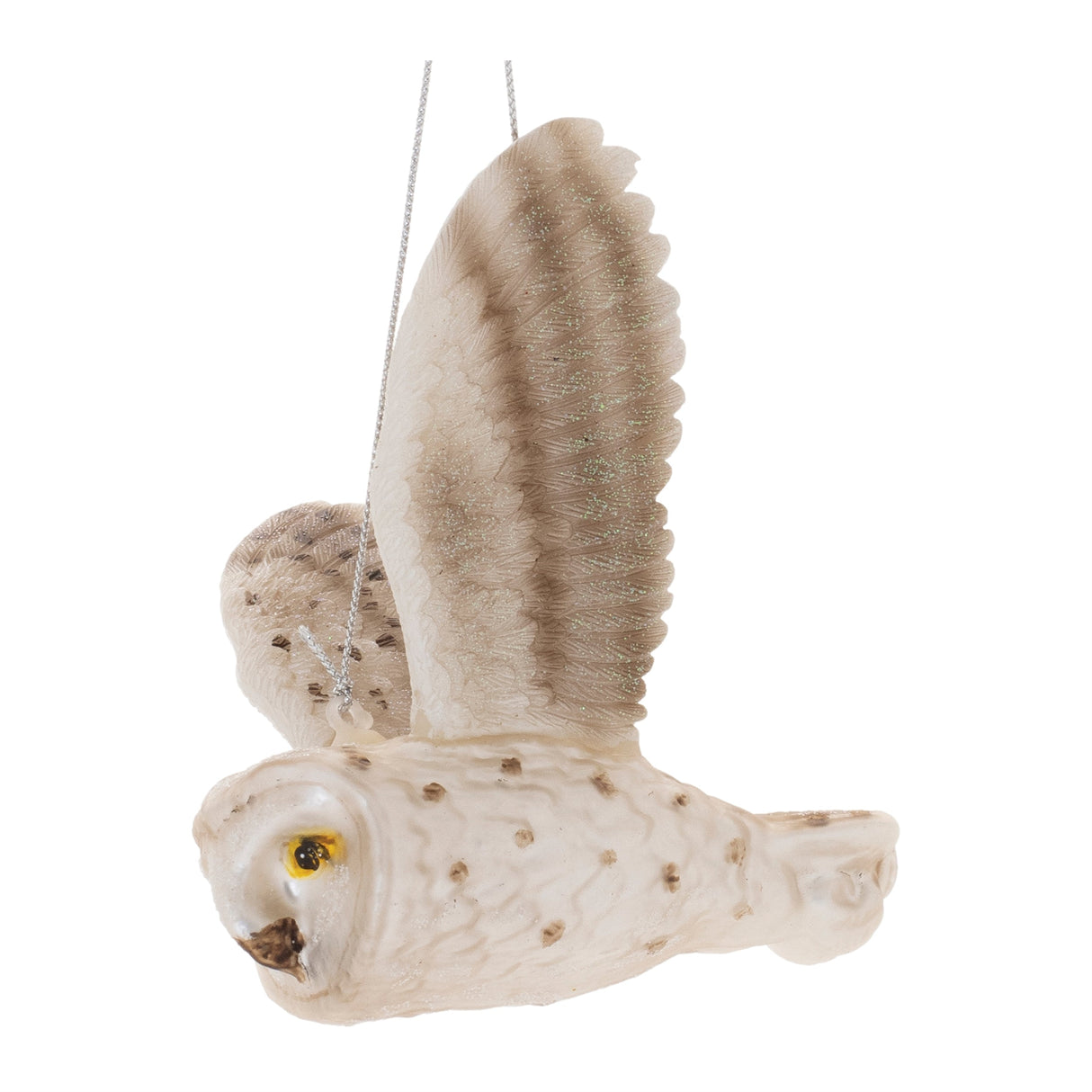 Glittered glass owl ornament (set of 6)
