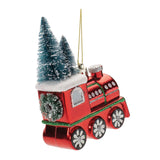 Glittered glass train ornament (set of 6)