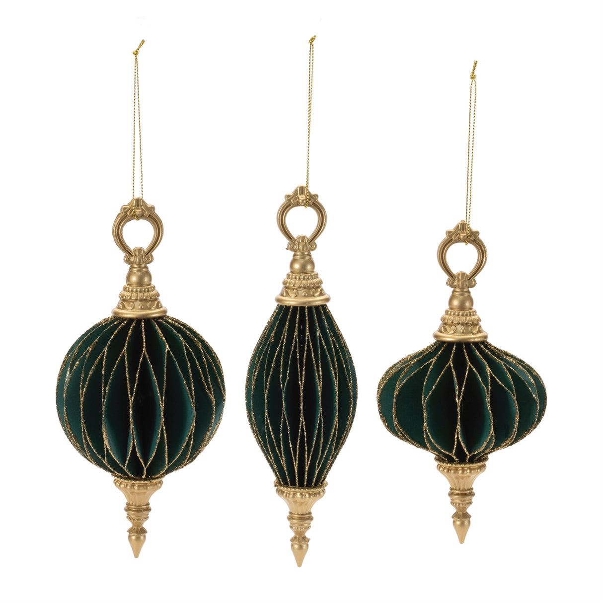 Glittered folded paper ornaments (set of 6)
