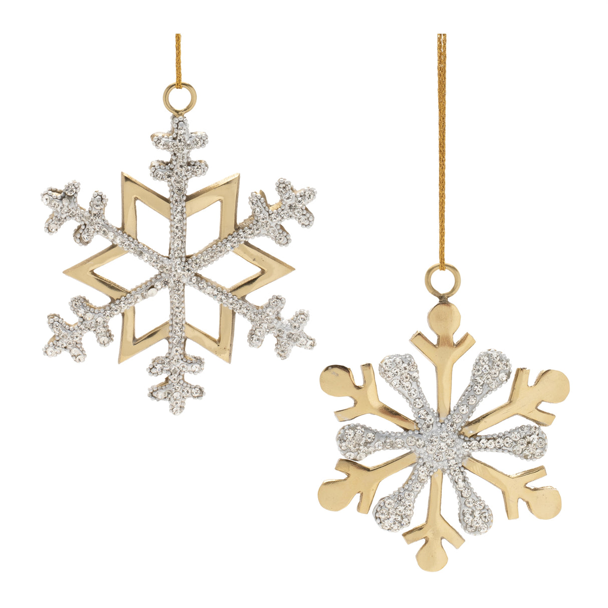 Jeweled metal snowflake ornament (set of 2)