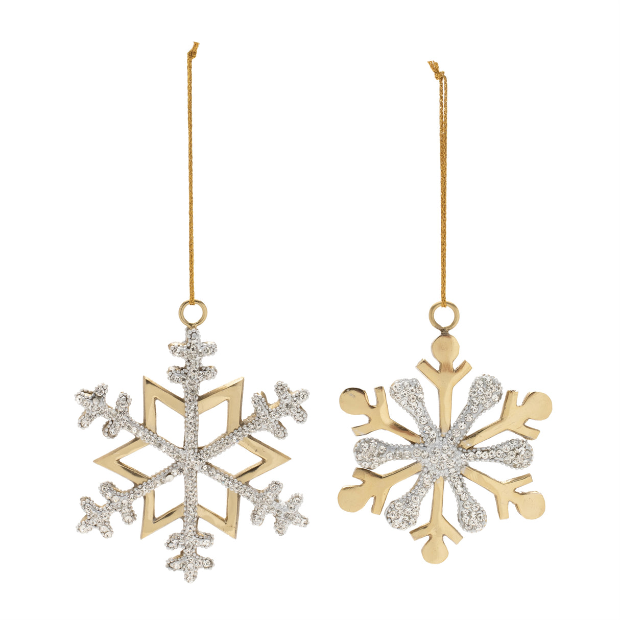 Jeweled metal snowflake ornament (set of 2)