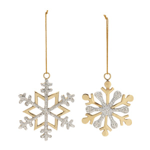 Jeweled Metal Snowflake Ornament (Set of 2)