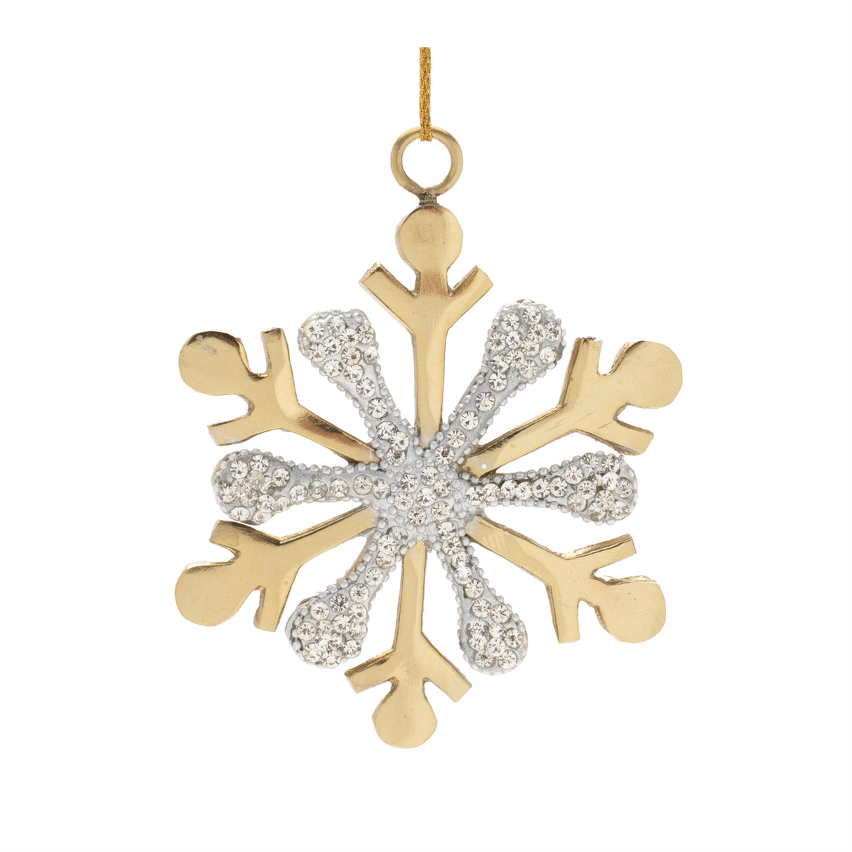 Jeweled metal snowflake ornament (set of 2)