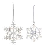 Jeweled metal snowflake ornament (set of 2)