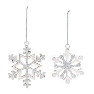 Jeweled Metal Snowflake Ornament (Set of 2)