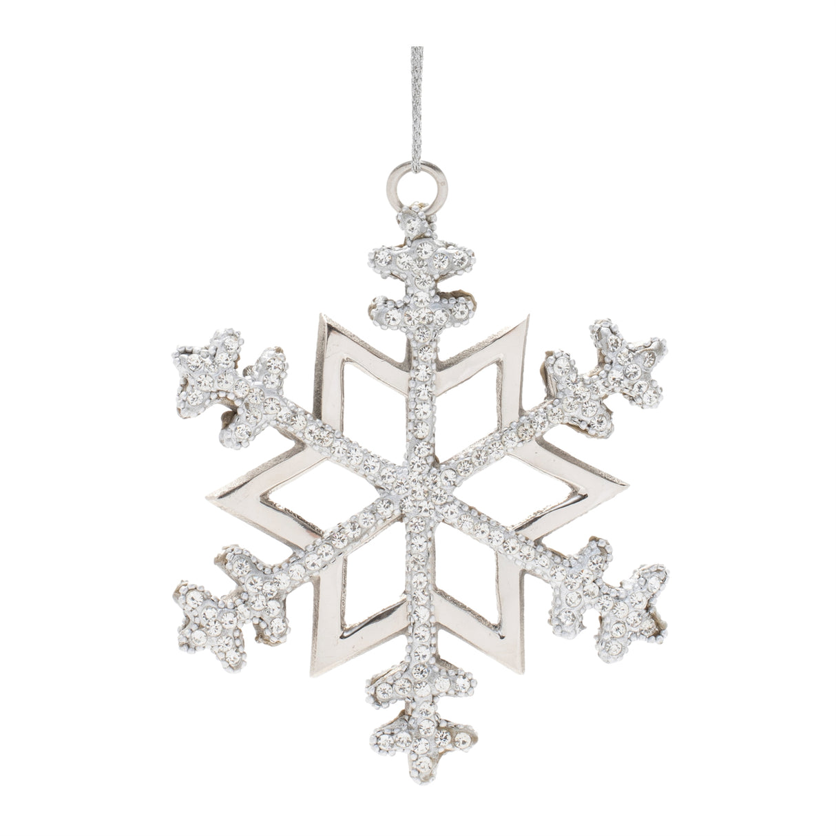 Jeweled metal snowflake ornament (set of 2)