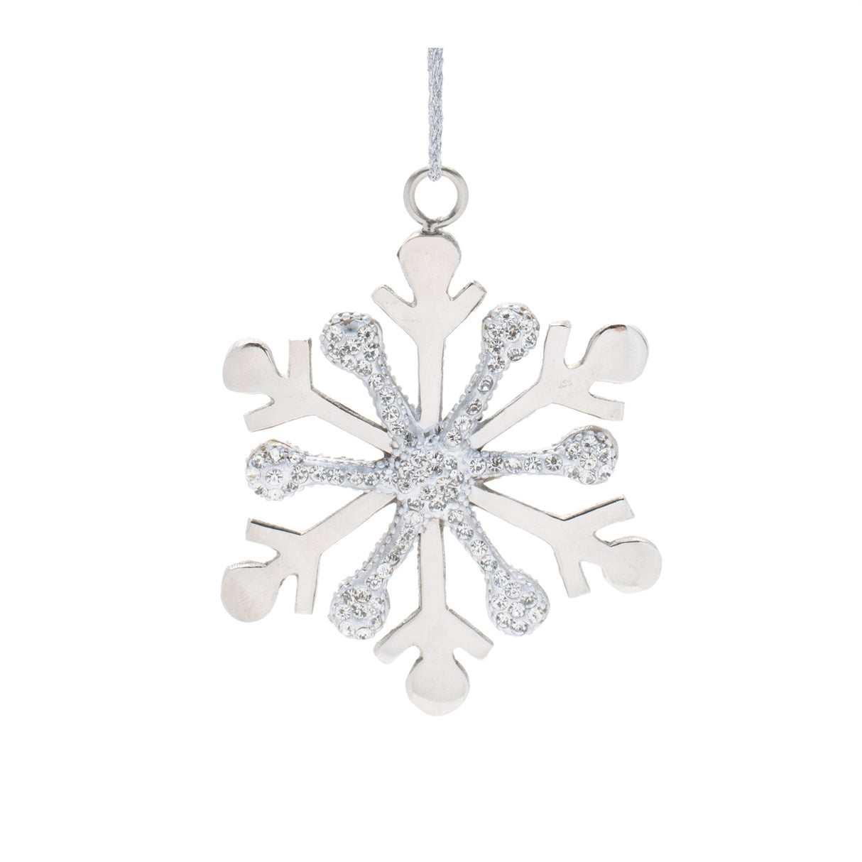 Jeweled metal snowflake ornament (set of 2)