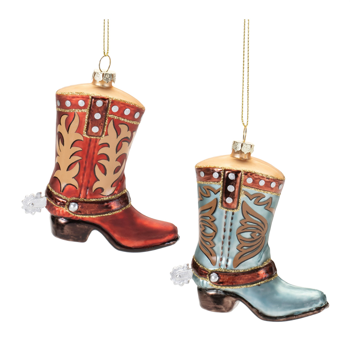 Glass-cowboy-boot-ornament-(set-of-6)-Christmas-Ornaments
