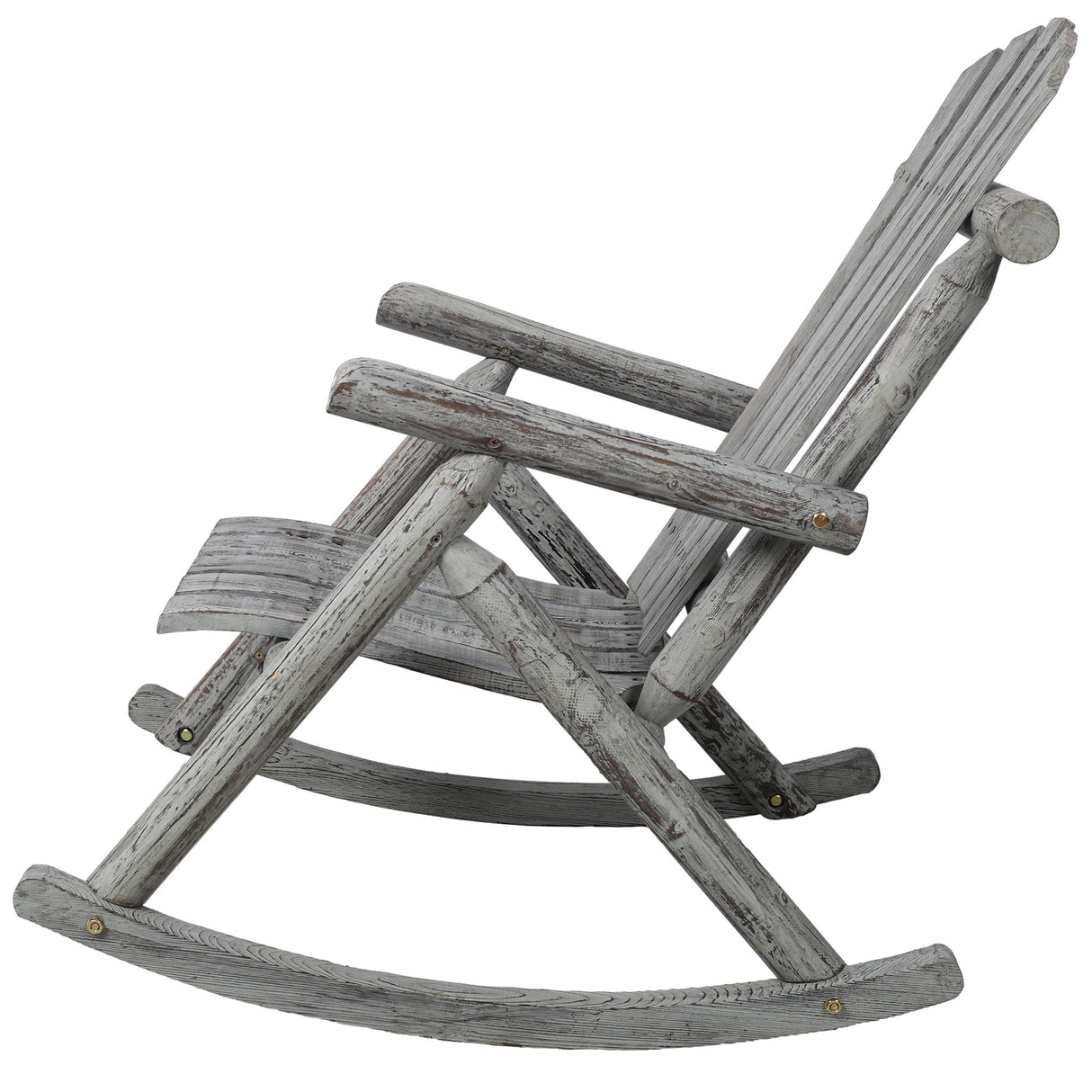 Durable Wooden Porch Rocker, Fir Log Rocking Chair