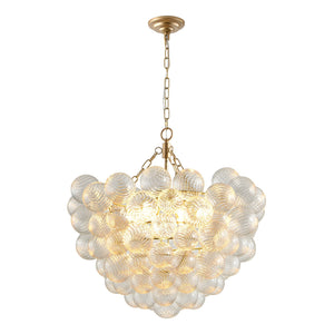 23.6-Inch Gold Pendant Light Chandelier with Threaded Clear Glass Globe Shade