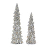 Glittered holly leaf pine tree (set of 2)