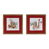 Framed dog sled and ski print under glass (set of 2)