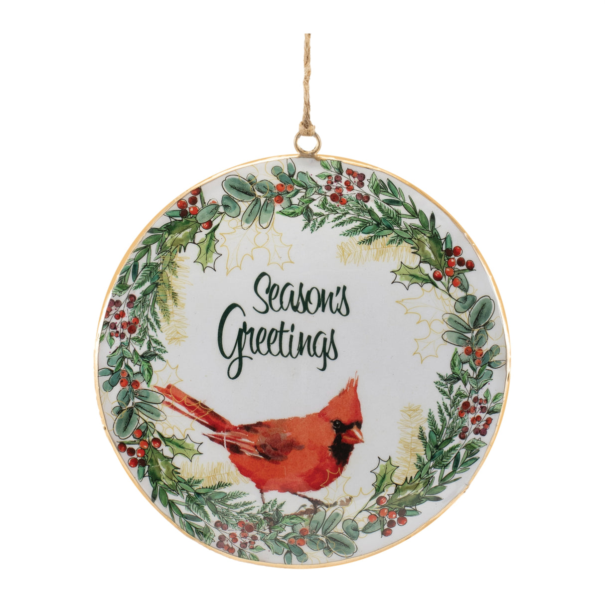 Seasons-greetings-cardinal-disc-ornament-(set-of-6)-Christmas-Ornaments