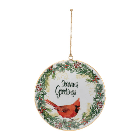 Seasons greetings cardinal disc ornament (set of 6)