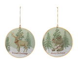 Woodland christmas sentiment disc ornament (set of 6)