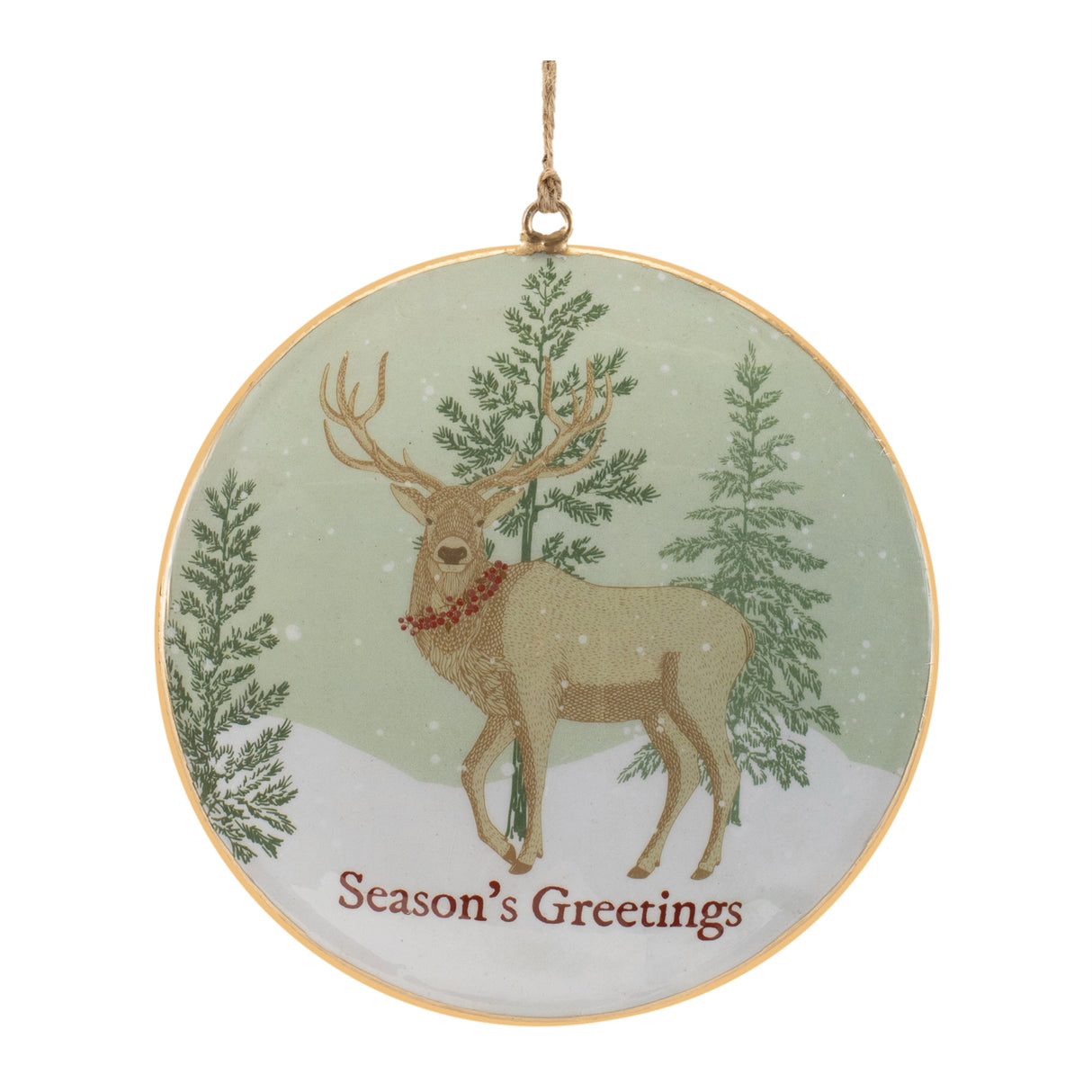 Woodland christmas sentiment disc ornament (set of 6)