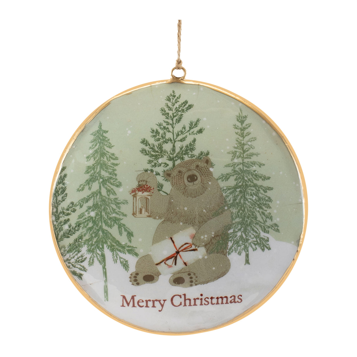 Woodland christmas sentiment disc ornament (set of 6)