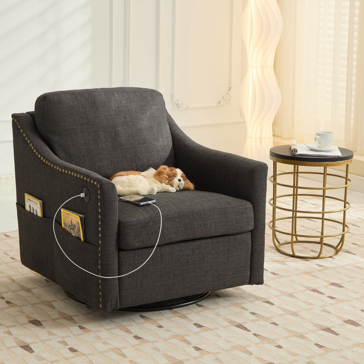 Cooper Ultimate Swivel Lounge Chair With USB Charging