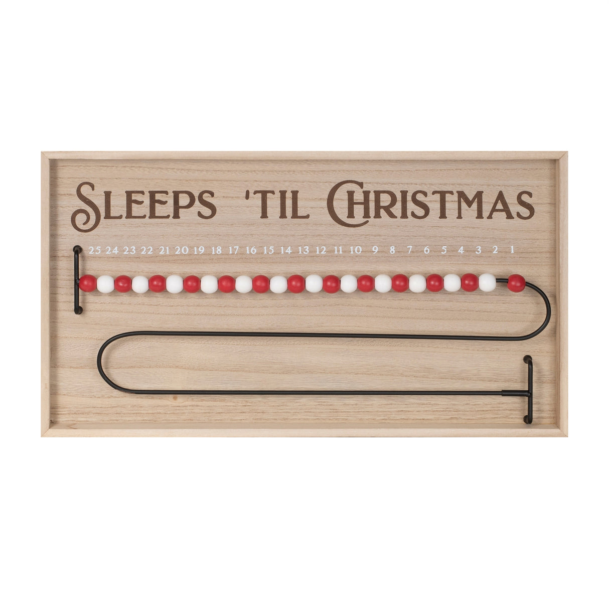 Wood beaded christmas countdown 20"l