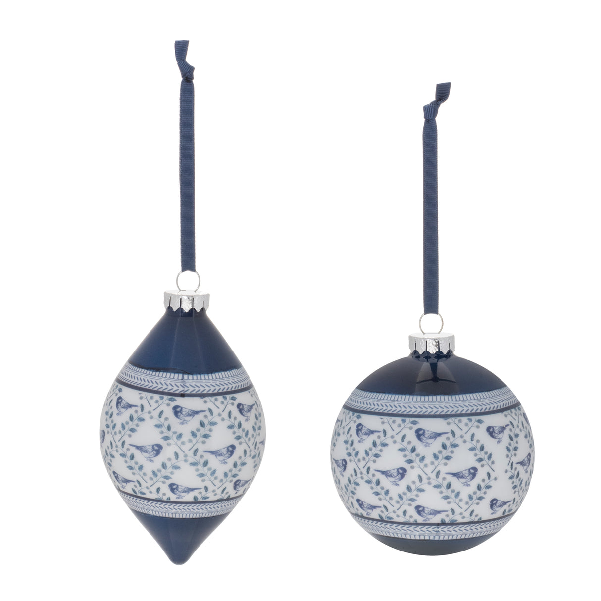 Ornate bird print ornament (set of 6)