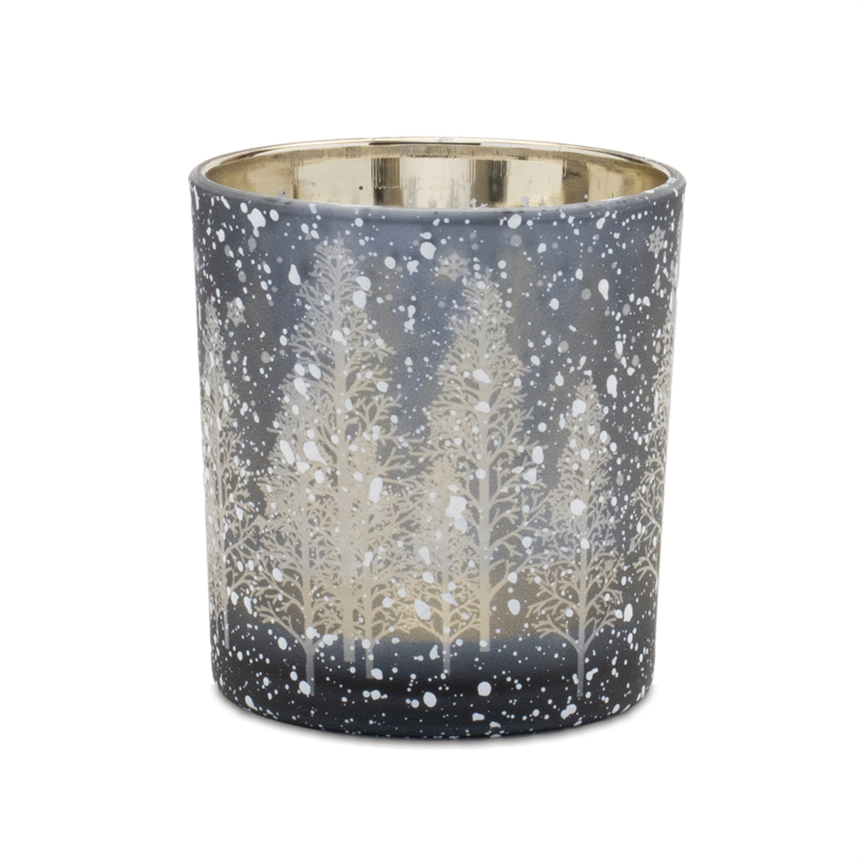 Navy pine tree glass votive holder (set of 3)