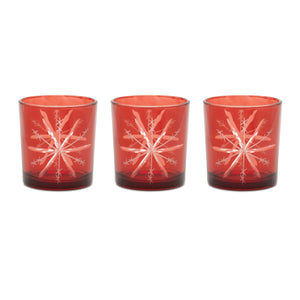 Glass snowflake votive holder (set of 3)