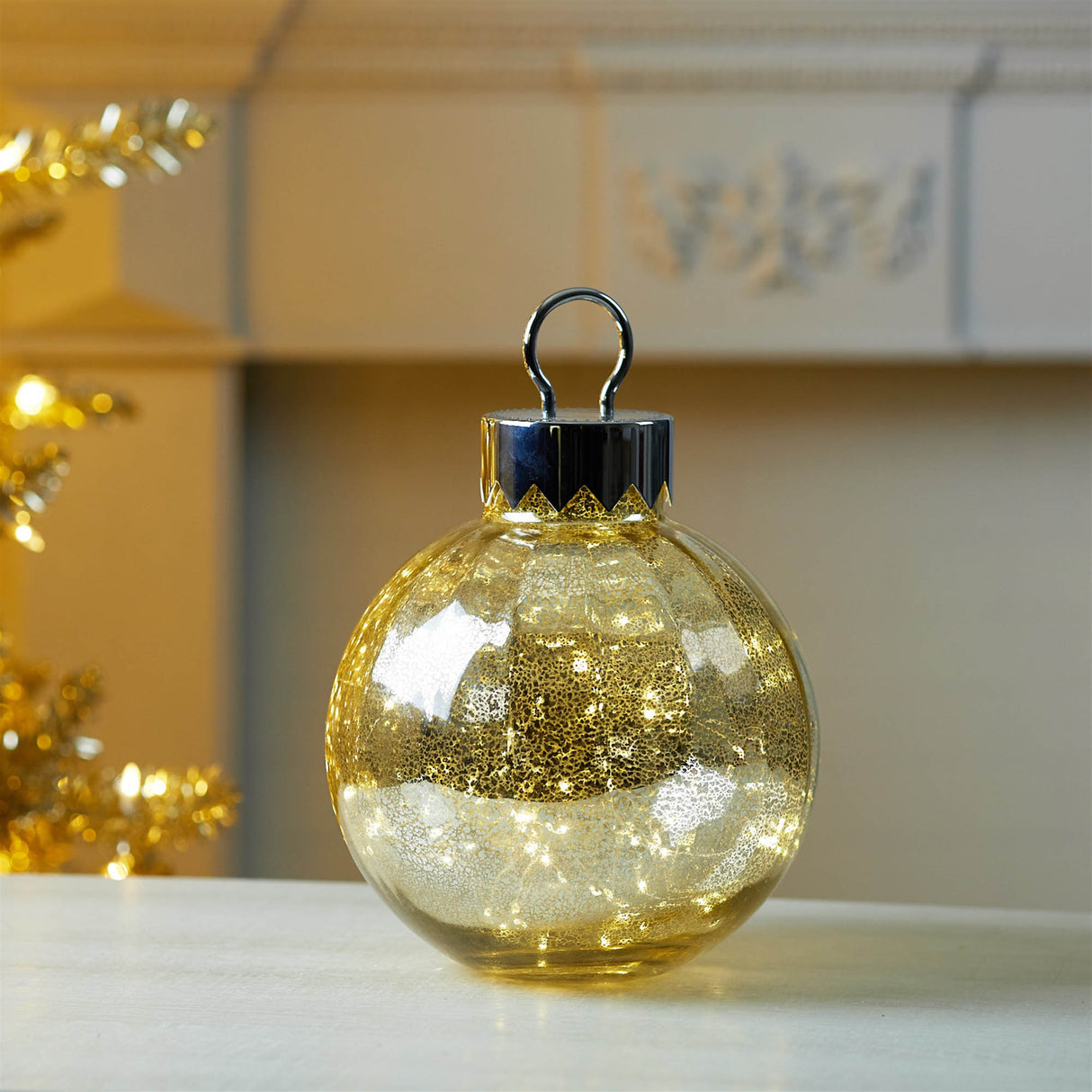 Led mercury glass ornament 13"h