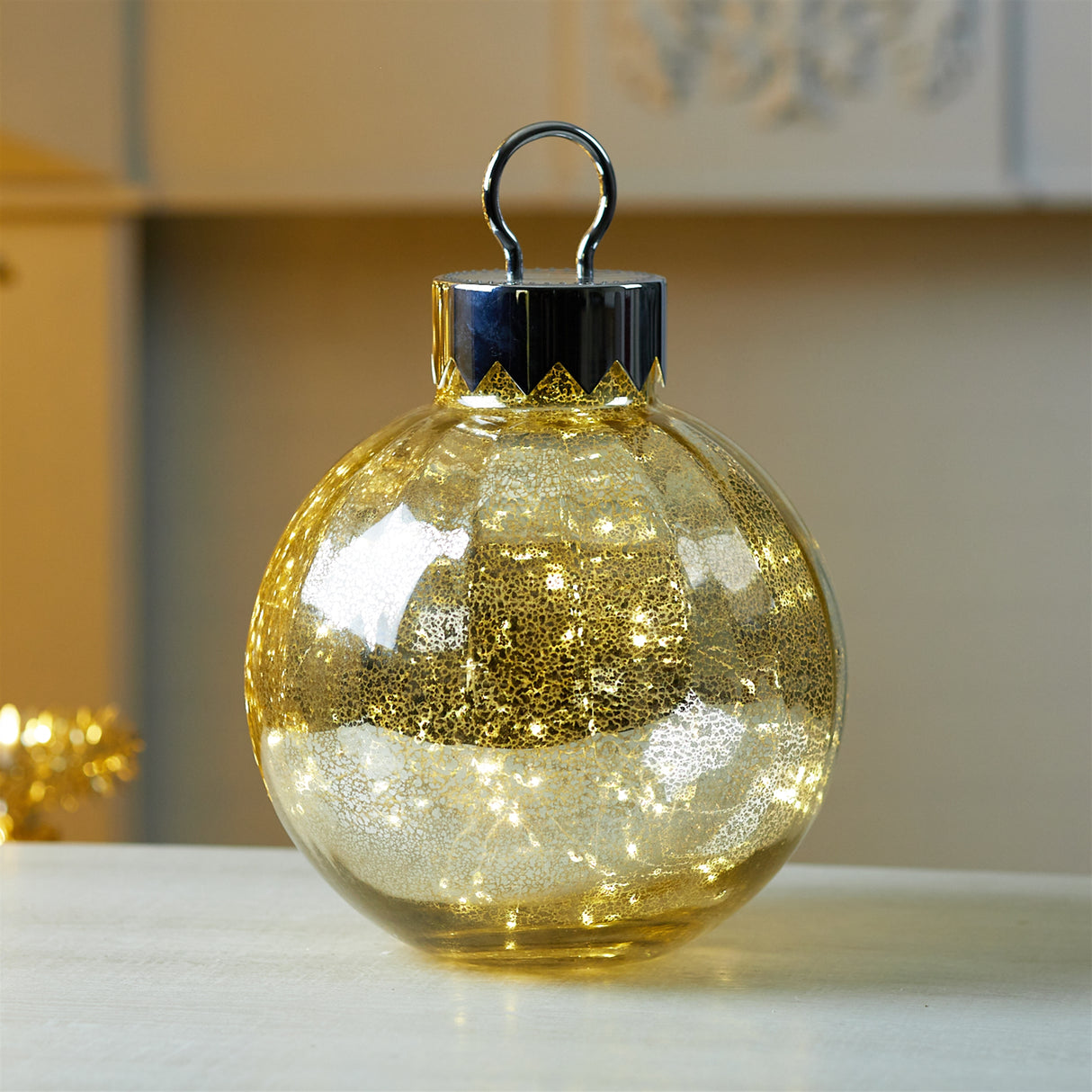 Led mercury glass ornament 13"h