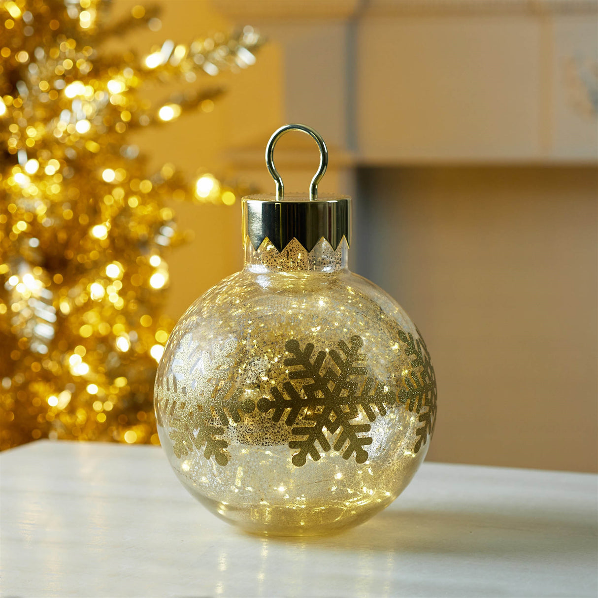 Led mercury glass ornament 13"h