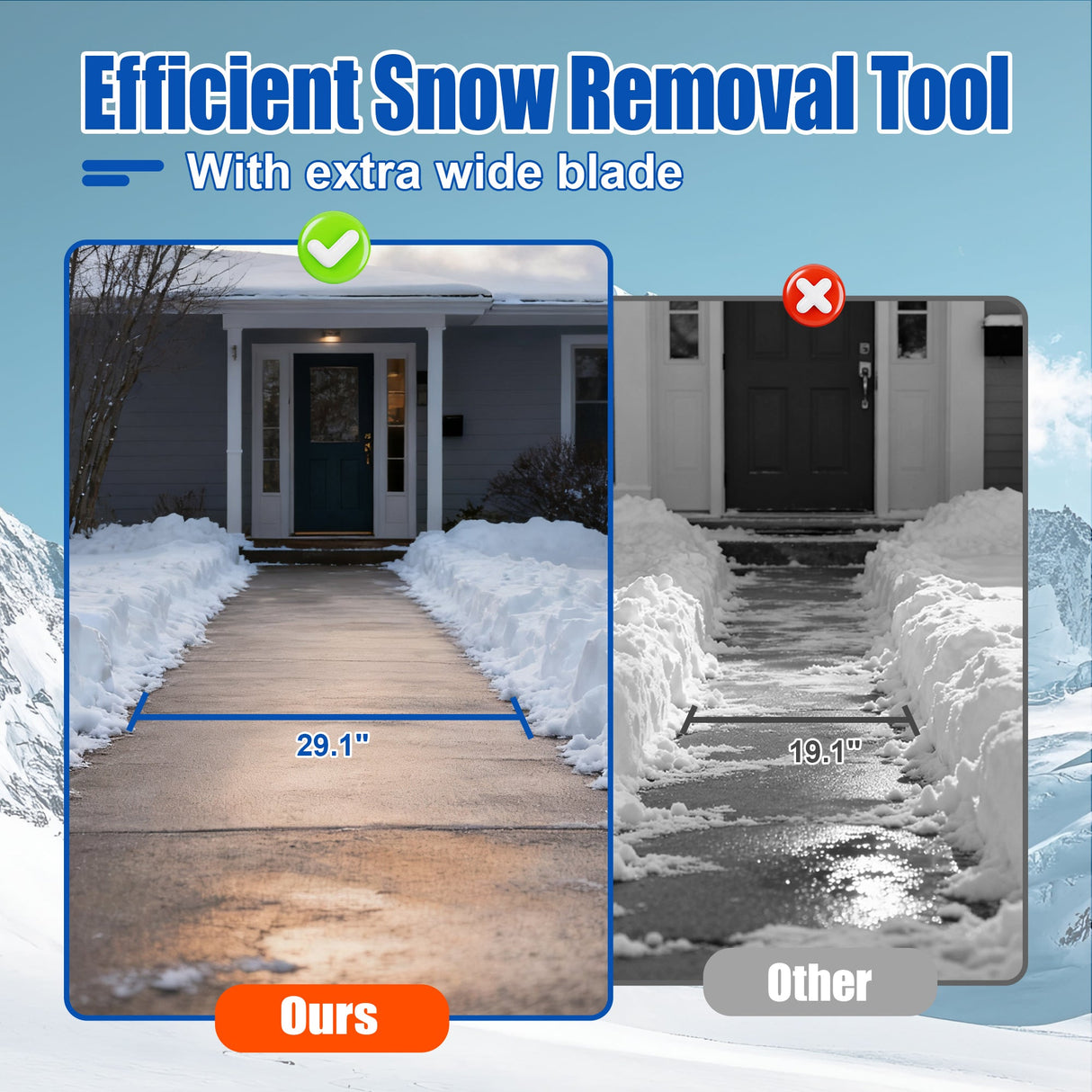 30" Wide Metal Snow Pusher