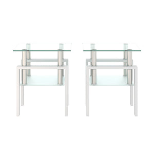 Modern Tempered Glass Tea Table, End Square Table For Living Room