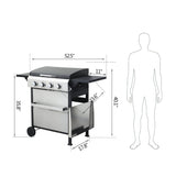 4-Burner Propane Gas BBQ Grill with Stainless Steel Plancha