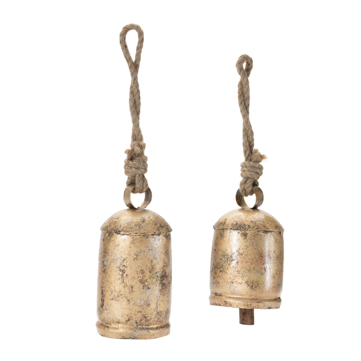 Distressed metal bell ornament (set of 2)