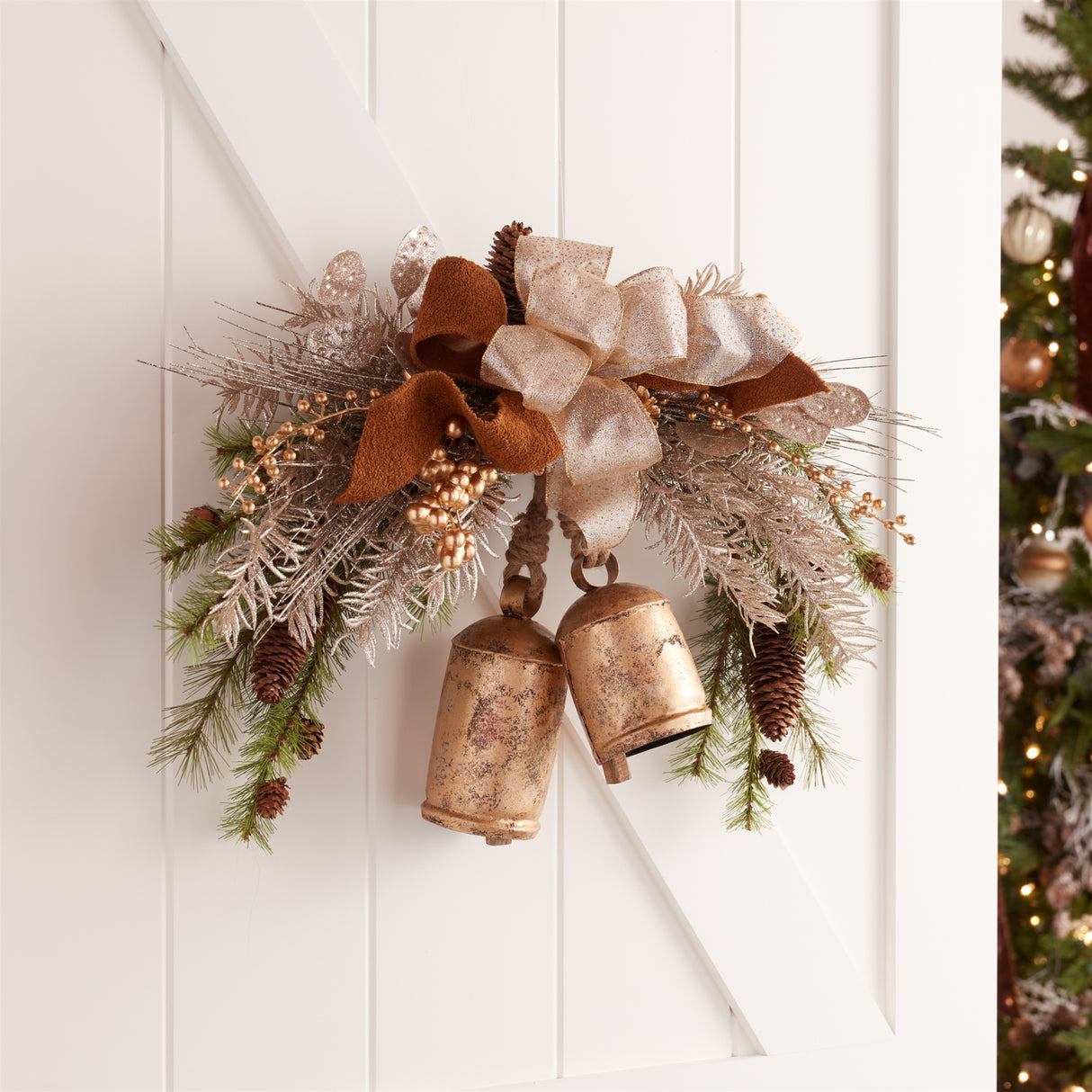 Distressed metal bell ornament (set of 2)