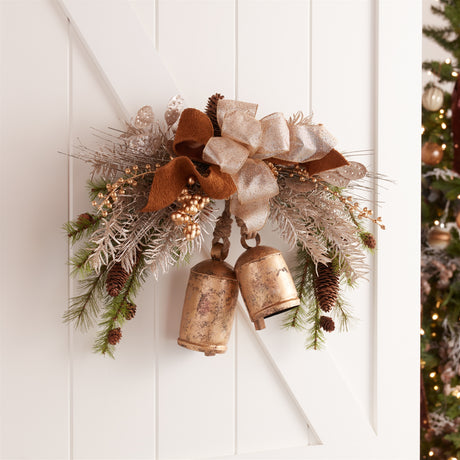 Distressed metal bell ornament (set of 2)