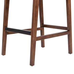 Andre 26' Woven Leather Counter Stool with Back, Pecan Brown Faux Leather